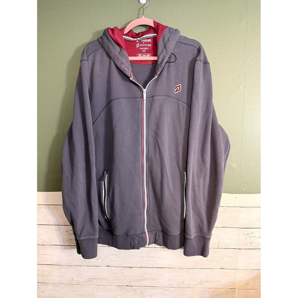 Fourlaps x Peloton Collab Men's  2XL Full-Zip ActivewearHoodie Grey